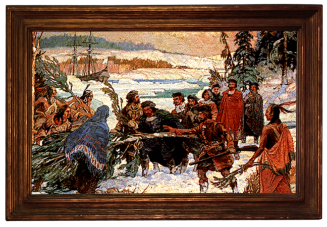 Indians sharing the TruPine recipe with Jacques Cartier